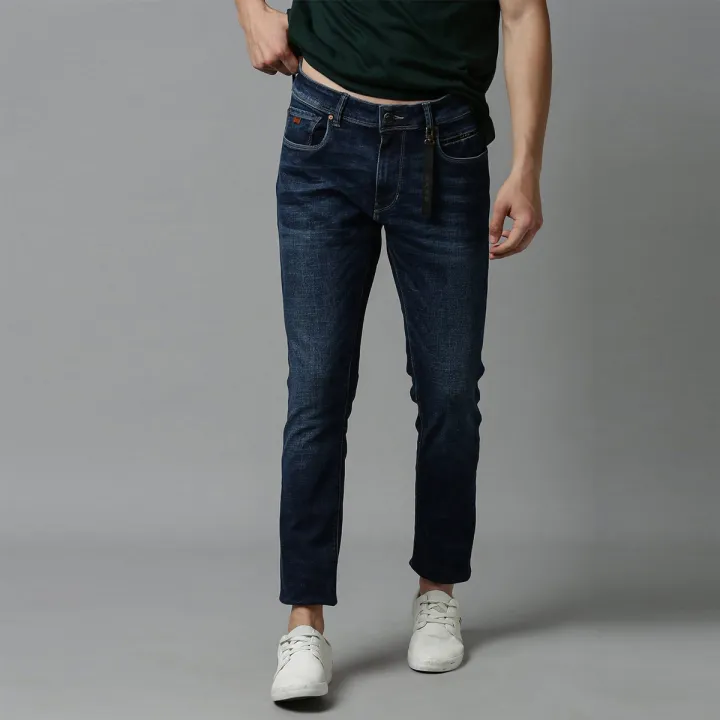 Slim-fit Stretchable Denim Jeans Pant For Men - Dark Blue