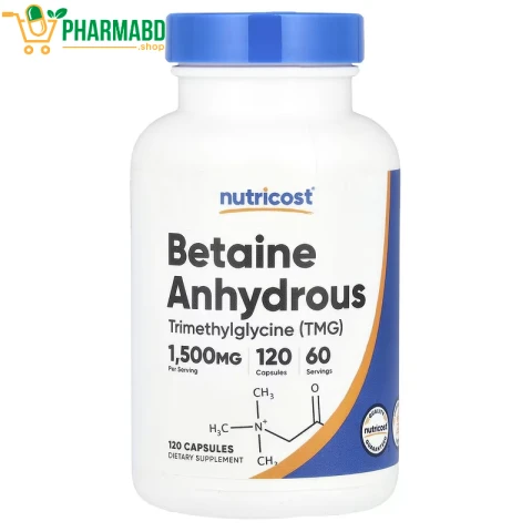 Nutricost, Betaine Anhydrous, Trimethylglycine (TMG), 120 Capsules