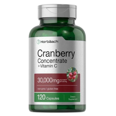 Horbäach Cranberry Concentrate Extract, 30,000 mg + Vitamin C, 120 Capsules