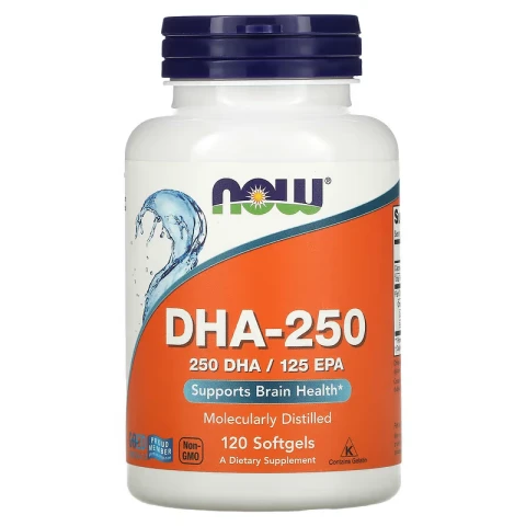 NOW Foods, DHA-250, Fish Oil, Supports Brain Health, 120 Softgels