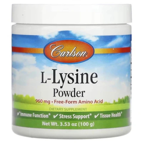 Carlson L-Lysine Powder, Immune Function, Stress Support, Tissue Health 3.53 oz 100 gram