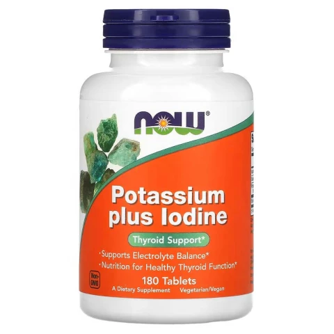 NOW Foods, Potassium Plus Iodine, Thyroid Support, 180 Tablets