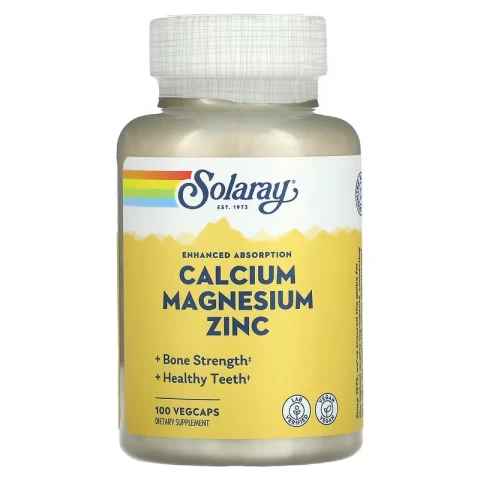 Solaray Calcium Magnesium Zinc, Bone health 100 VegCaps