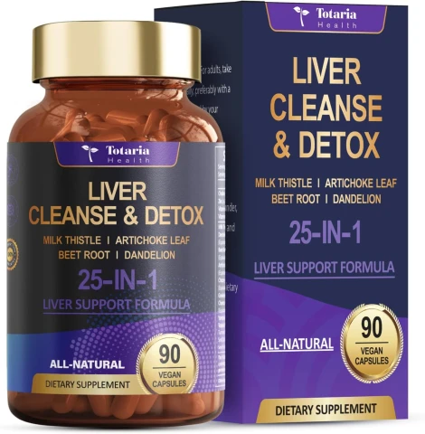 Totaria Liver Cleanse & Detox Liver Support Repair Fatty Liver Milk Thistle 90 Vegan Capsules