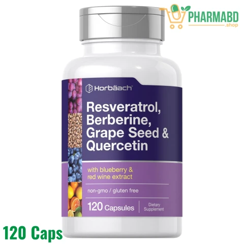 Horbäach Resveratrol Berberine Grape Seed & Quercetin, 120 Capsules