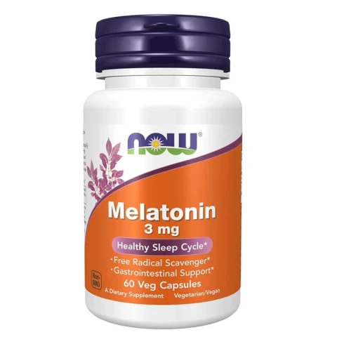 NOW Foods Melatonin 3 mg, Healthy Sleep Cycle 60 Veg Capsules