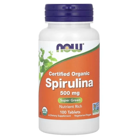 NOW Foods Organic Spirulina, 500 mg, 100 Tablets