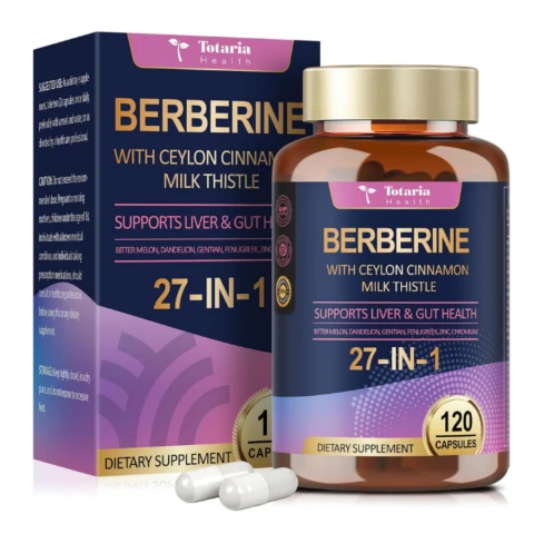 Totaria Health Berberine Supplement with Ceylon Cinnamon, Milk Thistle 120 Caps