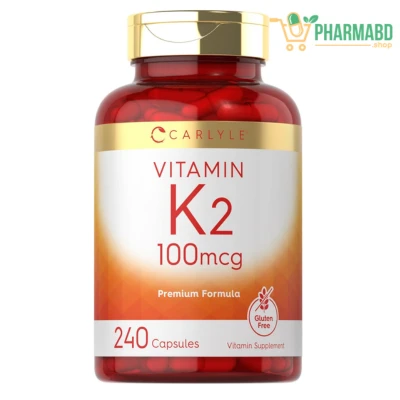 Carlyle Vitamin K2 Supplement 100 mcg K2 MK-4 240 Capsules
