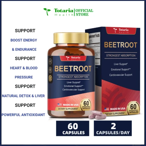 Totaria Health Organic Beet Root Capsules 1300mg 60 VegCapsules