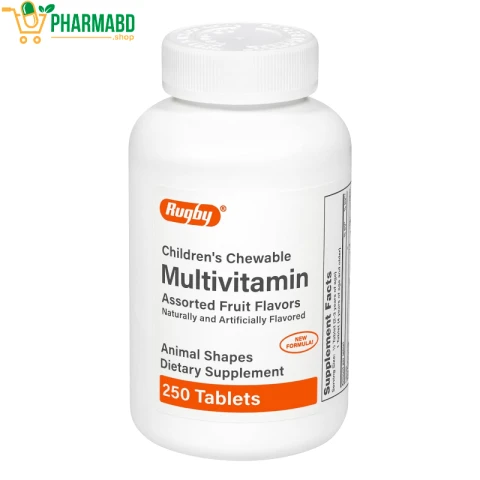 Rugby Children’s Chewable Multivitamin Fruit Flavors Animal Shapes, 250 Tablets