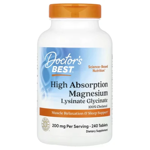 Doctor's Best, High Absorption Magnesium Glycinate Lysinate, 240 Tablets