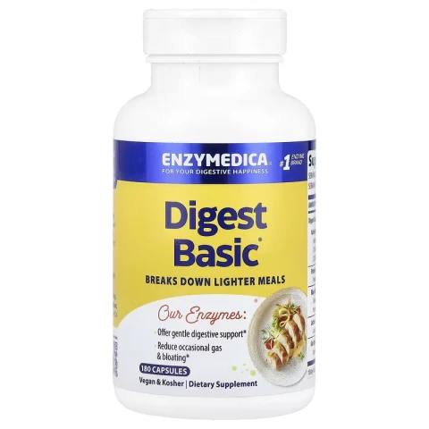 Enzymedica Digest Basic, Helps Gas & Bloating, 180 Caps