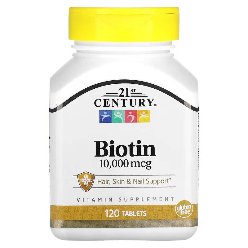 21st Century Biotin 10,000 mcg, Hair, Skin & Nail Support 120 Tablets