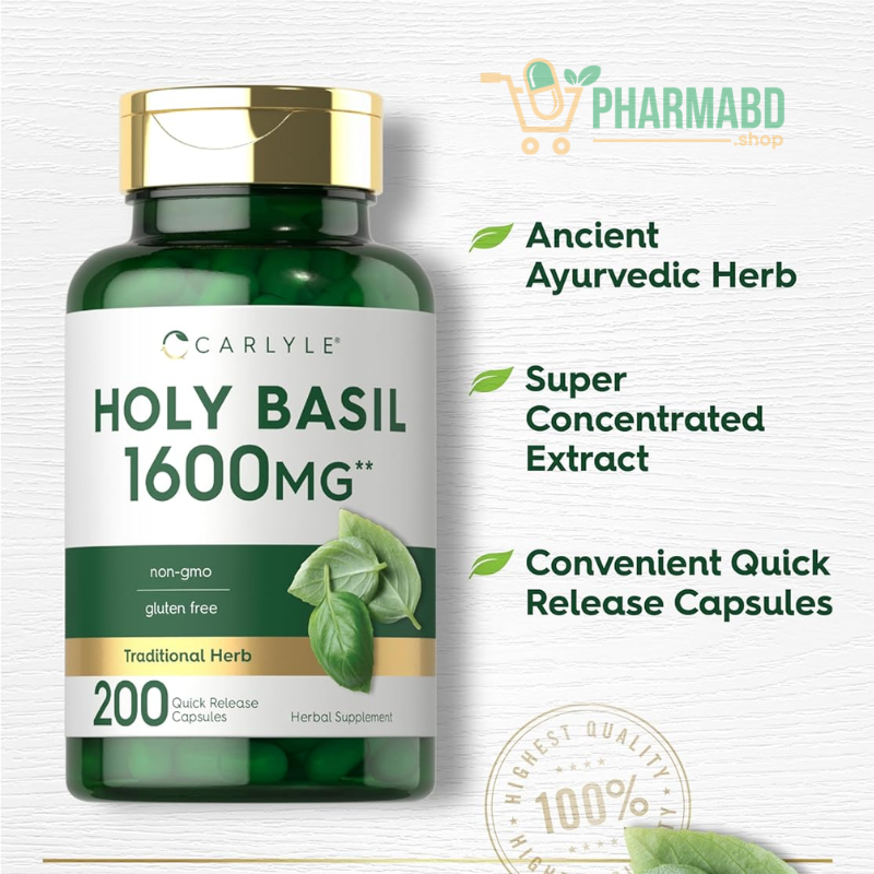 Carlyle Holy Basil Supplement, 200 Capsules