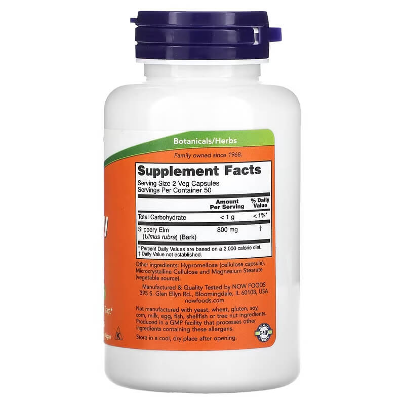 NOW Foods, Slippery Elm Supplement, 400 mg, 100 Veg Caps