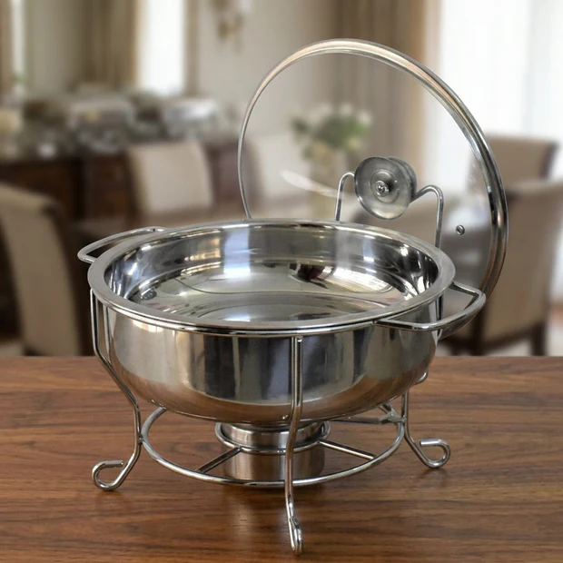 4 Liter Round Shape Buffet Chafing Dish with Glass Lid UT743458